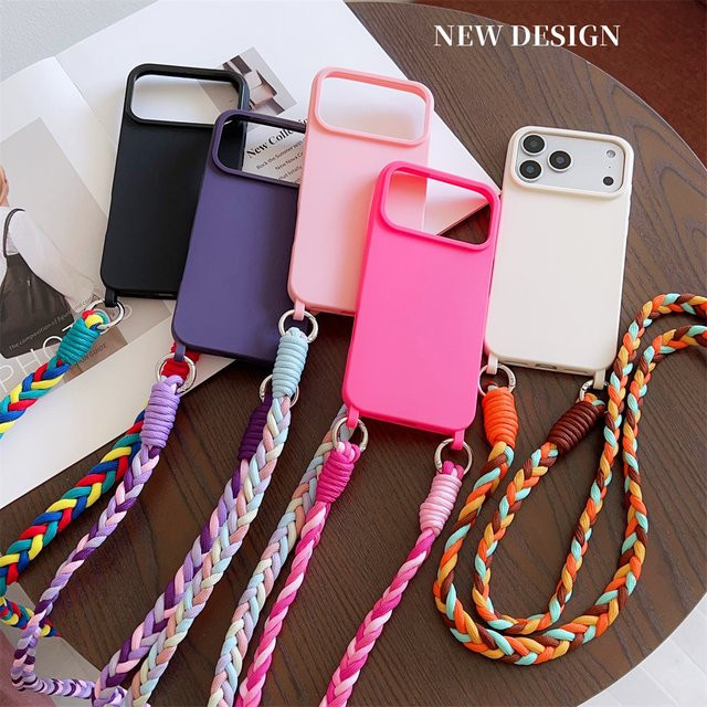 SZMUGUA Handyhülle mit Lanyard und Umhängetasche für iPhone, stoßfeste TPU-Abdeckung, Farbe: Purple - Bild 1