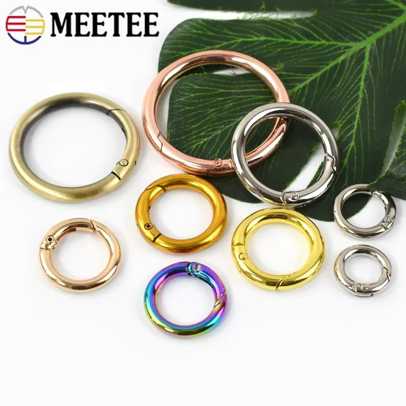 Meetee Metall O-Ring Schnallen Set mit Federverschluss für DIY-Zubehör, 10 Stück, Gold und Multicolour, Durchmesser: 10–50 mm - Bild 3