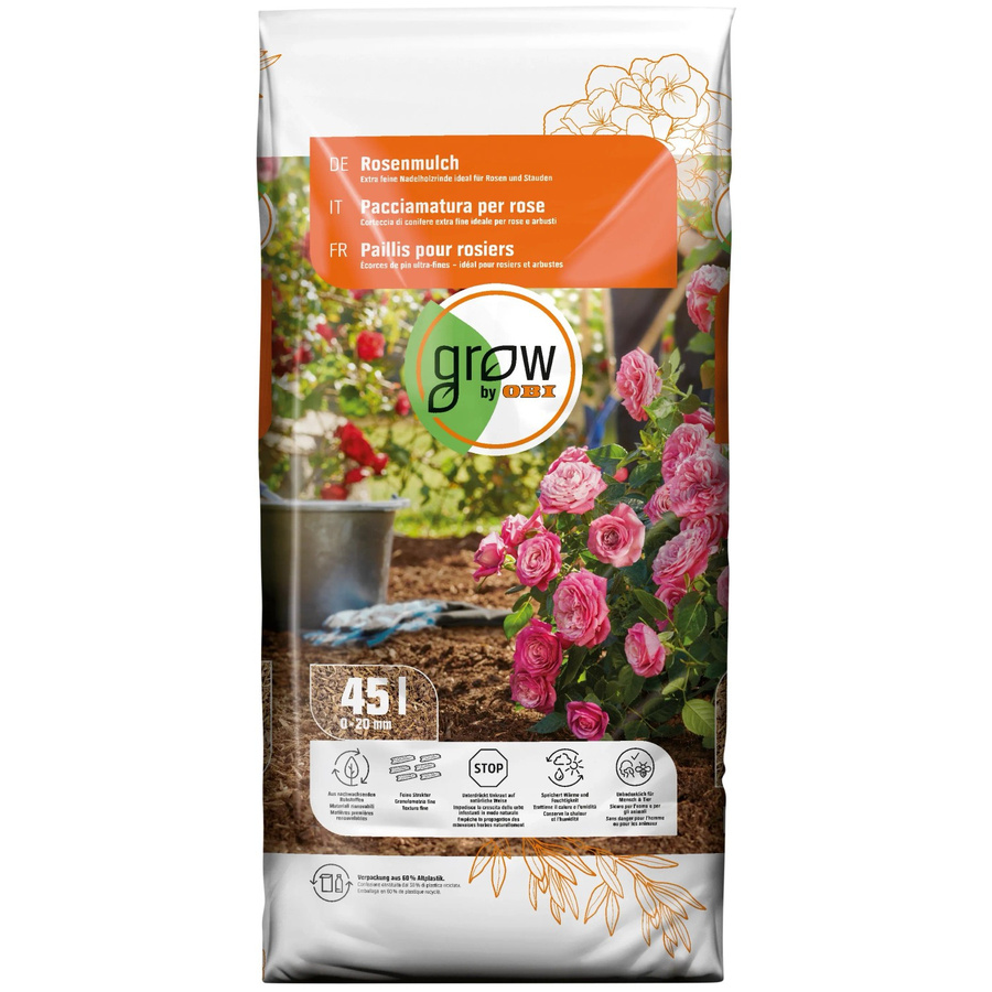 GROW by OBI Rosenmulch aus Nadelholzrinde, braun, 45 l - Bild 2