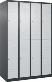 C+P Doppelstock-Spind Classic PLUS mit 4 Abteilen, Anthrazitgrau und Lichtgrau, Stahl, Zylinderschlösser und Garderobenstange, H x B x T: 185 x 120 x 50 cm - Bild 1