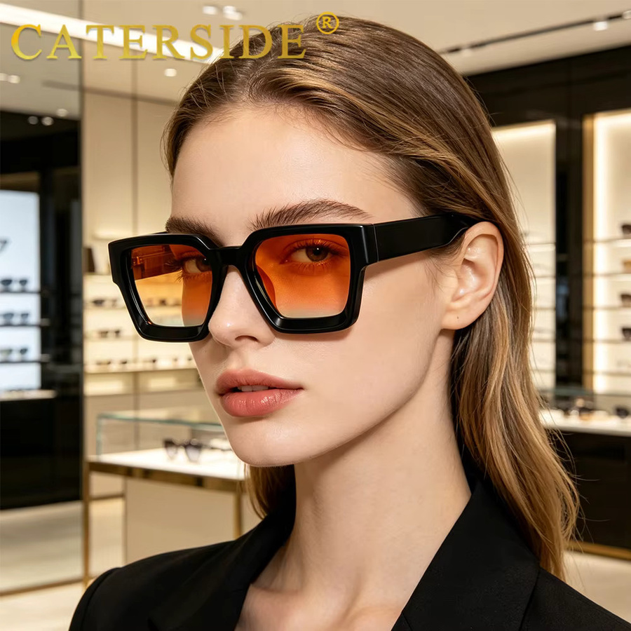 CATERSIDE Sonnenbrille, Unisex, Vollrand, quadratisch, Schwarz, Kunststoff - Bild 2