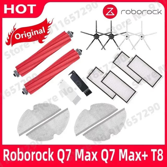 Roborock Zubehör-Set für Q7 Max, Q7 Max+ und T8 mit Hauptbürste, waschbarem HEPA-Filter, Seitenbürsten und Wischtüchern in Multicolour - Bild 1
