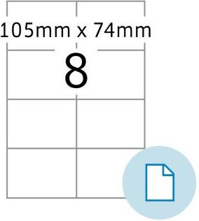 HERMA Blattetiketten 8408, weiß, Papier, permanenthaftend, bedruckbar, B: 105 mm, H: 74 mm, 500 Blatt mit 4000 Stück - Bild 1