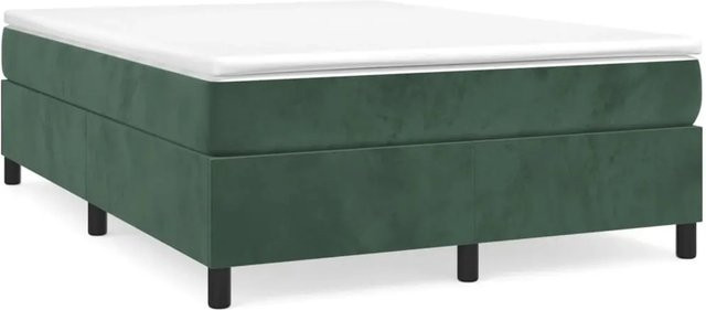 vidaXL Boxspringbett aus Samt in Dunkelgrün, B/T/H: 140 x 200 x 35 cm - Bild 1