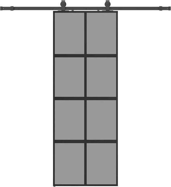 vidaXL Schiebetür aus Glas mit Beschlag in Schwarz und Aluminium, modern, B: 76 cm, H: 205 cm - Bild 1