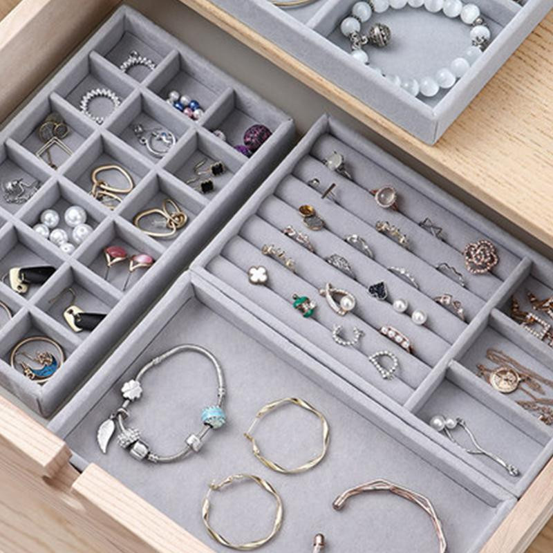 Schmuck-Organizer-Box von Weixeny aus Flanell für Ringe, Ohrringe und Schmuck als tragbares Display-Tablett - Bild 4
