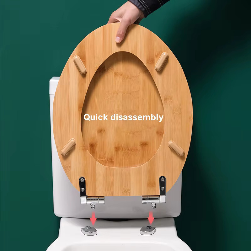 ZJMZYM Toilettensitz aus Bambus in Braun, oval und modern, Länge: 380 bis 470 mm - Bild 3