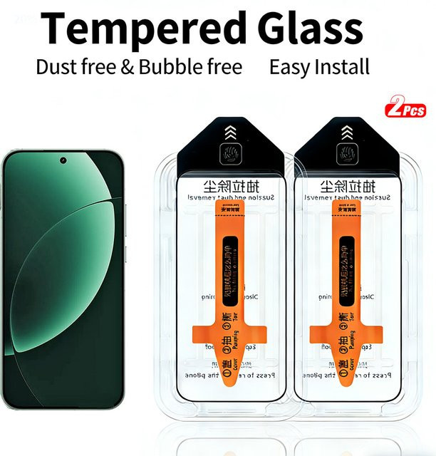 2 Stück Displayschutzfolie aus gehärtetem Glas für Realme GT8 Pro GT7 T GT5 GT2 Pro, transparent, mit One-Touch-Installation - Bild 1