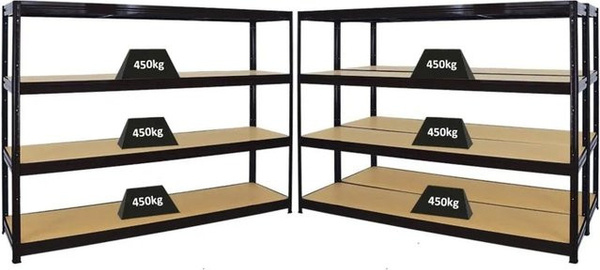 PROREGAL 3er-Sparset Profi-Schwerlastregal Dino Schwarz, B/T/H: 180 x 60 x 240 cm, Fachlast 450 kg