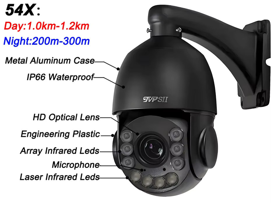 TVPSii Speed PTZ Dome IP-Kamera in Schwarz mit 4K 8 MP Auflösung, 90X Zoom und Laser-Infrarot-Autotracking sowie Audioüberwachung und Wi-Fi - Bild 3