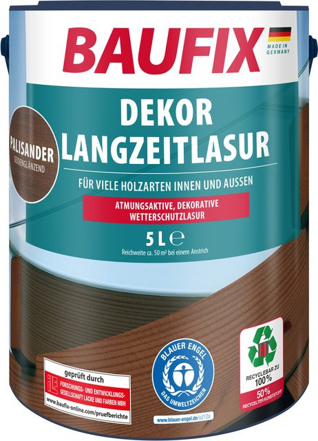 Baufix Dekor-Langzeitlasur in Palisander, Farbe: Braun, Glanzgrad: Seidenmatt, 5 Liter - Bild 1