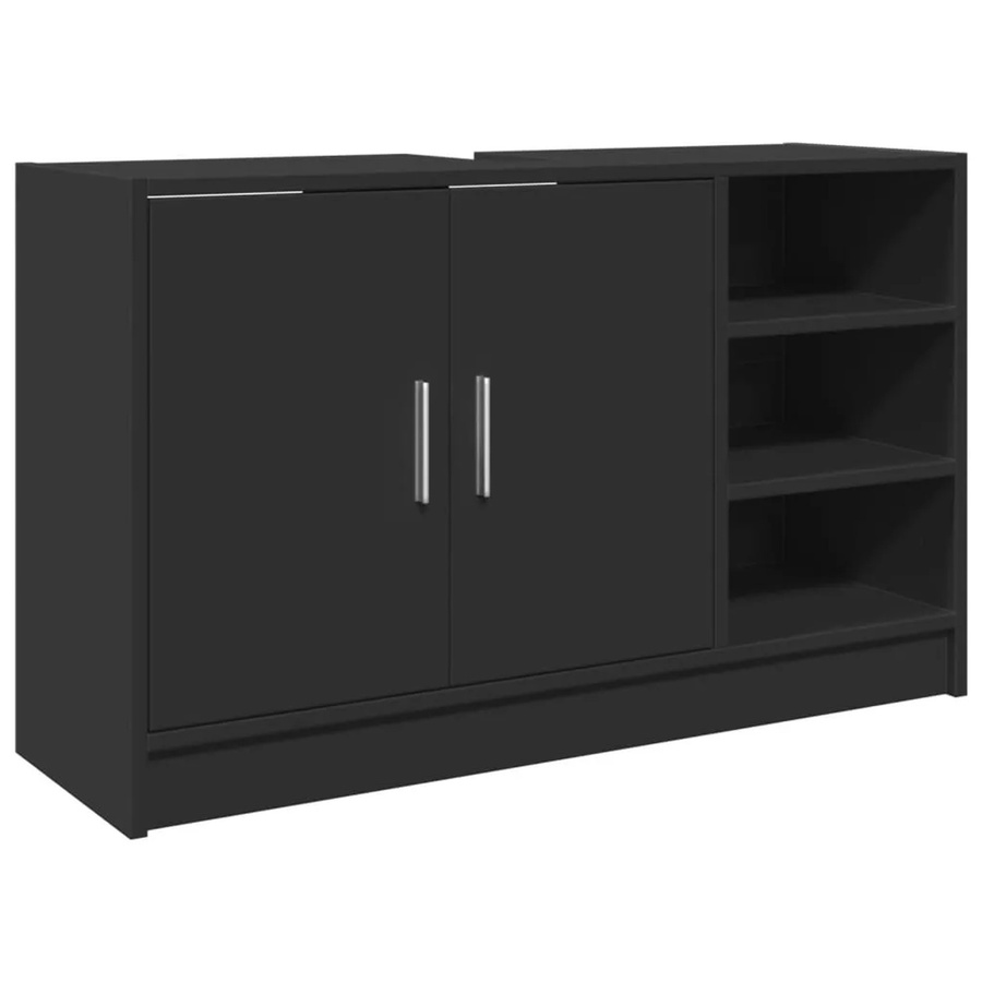 vidaXL Waschbeckenunterschrank für das Badezimmer in Schwarz aus Holzwerkstoff mit mattem Finish, B/T/H: 90 x 29 x 55 cm - Bild 2