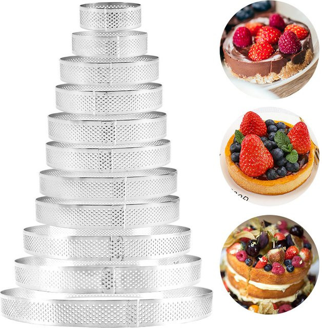 FAIS DU Edelstahl-Törtchenform rund in Silber, perforierter Kreisschneider für Mousse und Gebäck - Bild 1