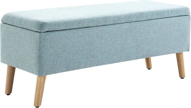 HOMCOM Sitzbank mit Stauraum aus Gummiholz und Stoff in Grün, B/T/H: 110 x 39 x 45 cm - Bild 1