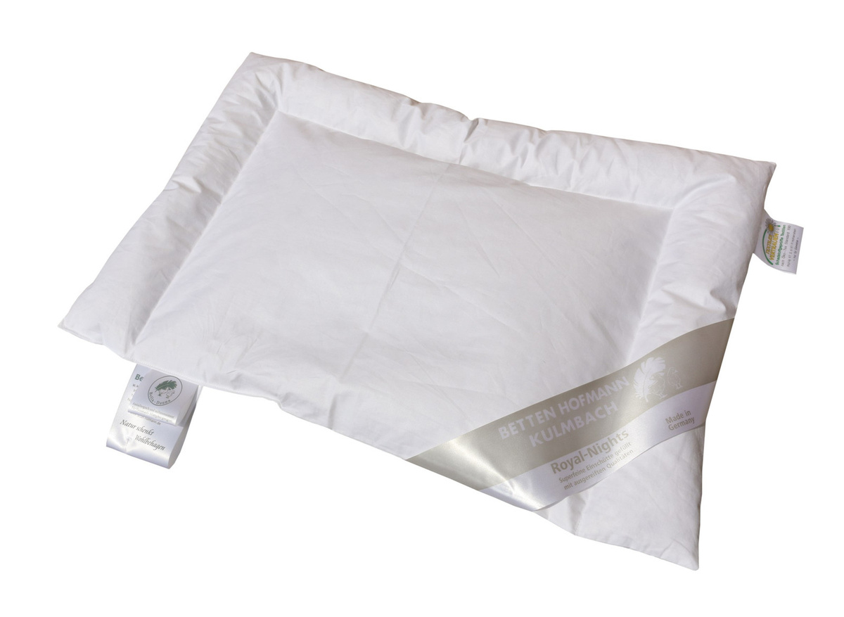 Betten Hofmann Baby und Kinder Flachkissen u-förmig gesteppt aus 100% Daunen, Farbe: Weiß, B/H: 40 x 60 cm - Bild 1