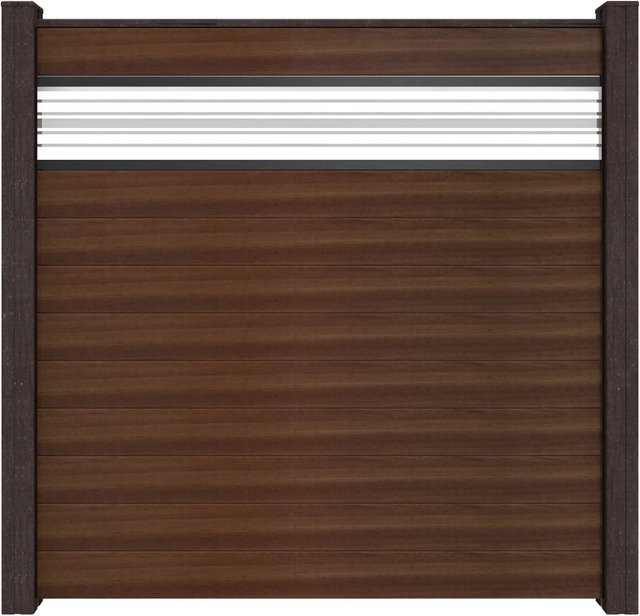 GroJa Steckzaun Solid mit Glas-Design Einsatz in Walnuss, B/H: 180 x 180 cm, Tiefe: 1,9 cm - Bild 1