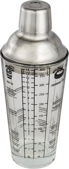 XavaX Cocktail-Shaker aus Glas und Edelstahl in Silber mit 400 ml Volumen - Bild 1