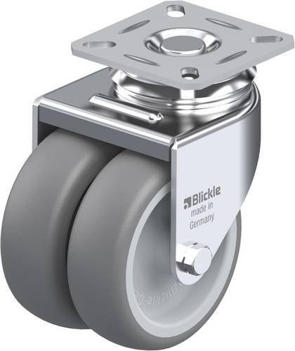 Blickle LDA-TPA 75G Doppel-Lenkrolle in Silber, Rad-Durchmesser: 75 mm, Tragfähigkeit: 100 kg - Bild 1
