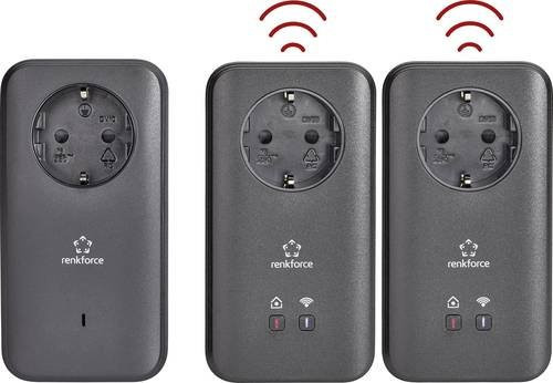 Renkforce PL600D WiFi Powerline WLAN Network Kit RF-3385558 Schwarz mit 500MBit/s und Ethernet/LAN - Bild 1