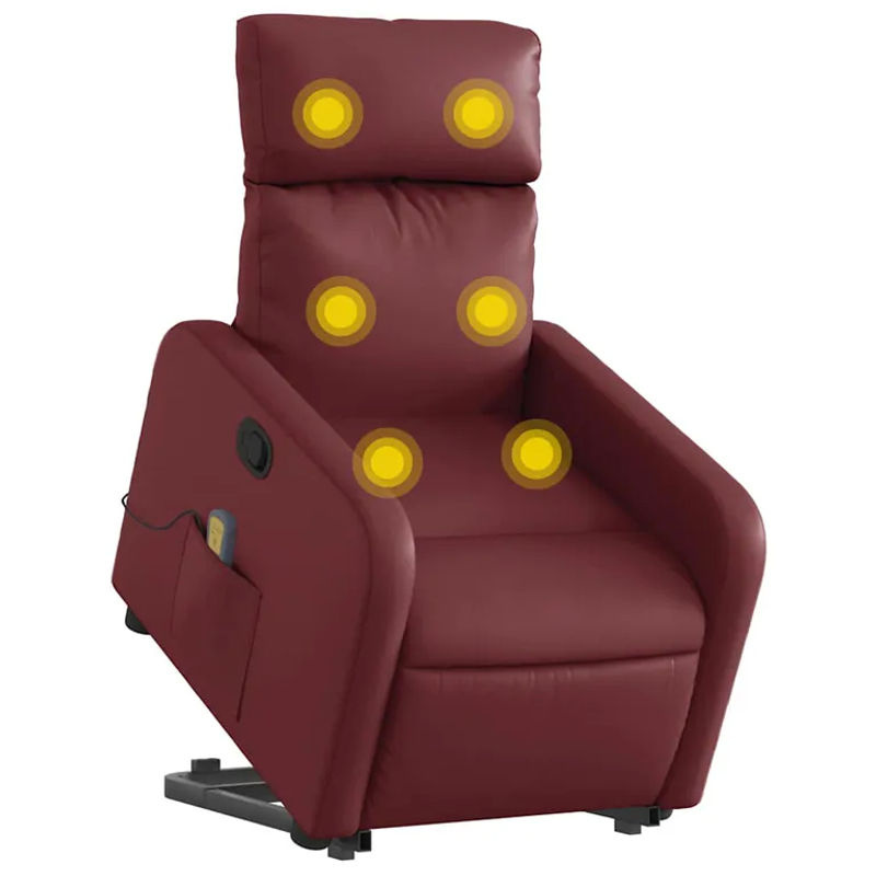 Vidaxl Relaxsessel Aufstehhilfe Massagesessel in Rot aus Kunstleder - Bild 2