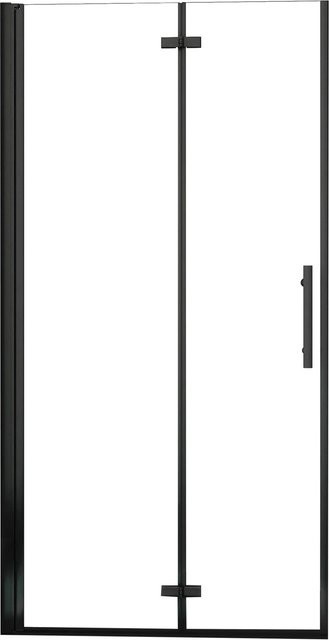AICA Walk-In Duschabtrennung Falttür in Schwarz, Faltbare Duschwand aus 6mm Nano-ESG Glas, Transparent, B: 110 cm, H: 185 cm - Bild 1
