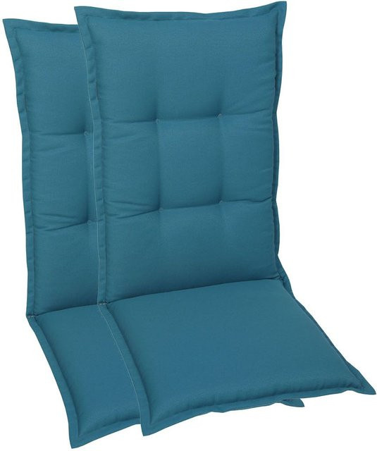 GO-DE TEXTIL Gartenauflage für 2 Hochlehner, Uni Petrol, 2er Set aus Polyester - Bild 1