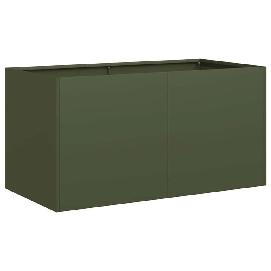 vidaXL Pflanzkübel aus kaltgewalztem Stahl in Olivgrün, B/T/H: 80 x 40 x 40 cm - Bild 2