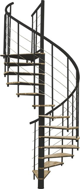 Minka Spindeltreppe Fusion Spiraltreppe aus Holz in Eiche Schwarz Durchmesser: 160 cm, Raumhöhe bis 295 cm - Bild 1