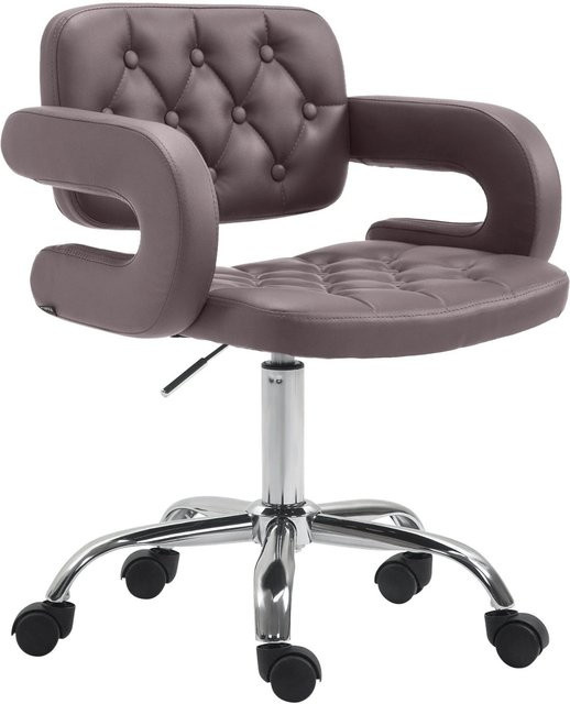 DELUKE Arbeitshocker RIGA Drehhocker aus Kunstleder in Braun mit Rollen, B/T/H: 62 x 55 x 78 cm - Bild 1