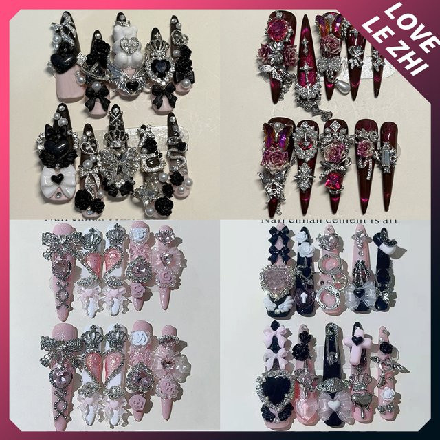 keeppley Press On Nails, Stiletto, Schmetterling, Schleife, Glänzend - Bild 1