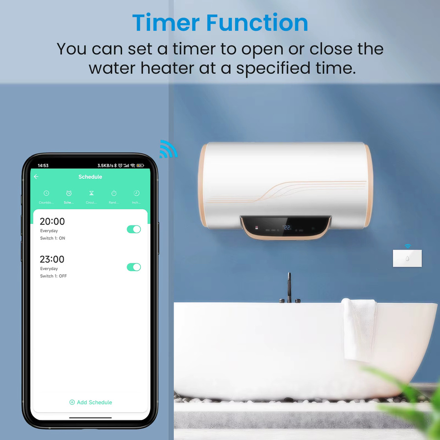 Tuya Smart Life Boiler Warmwasserbereiter Touch-Schalter mit Energieverbrauchsüberwachung und Sprachsteuerung für Google Assistant und Alexa in Schwarz oder Weiß - Bild 5