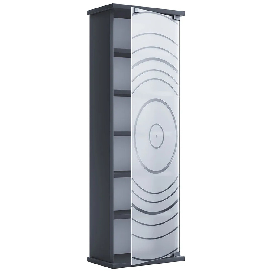 VCM Tilano M CD DVD Vitrinenschrank aus Holz in Anthrazit mit ESG-Sicherheitsglastür und 5 variablen Einlegeböden, H x B x T: 92 x 31 x 18 cm - Bild 2
