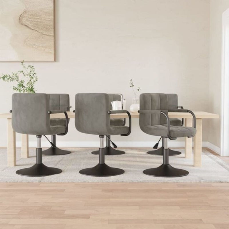 Vidaxl Esszimmerstühle 6er Set Modern Drehbar in Hellgrau Samt - Bild 1