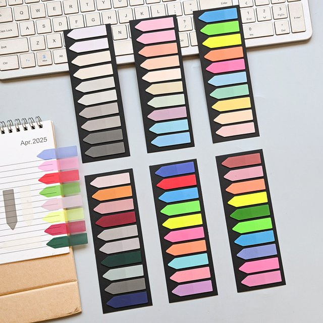 KindFuny Morandi Transparente Fluoreszierende Index-Tabs aus PET, Pfeilfahnen Haftnotizen in Mehrfarbig, 200 Stück - Bild 1