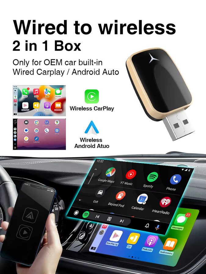AKAMATE 2in1 Wireless CarPlay und Android Auto Adapter in Schwarz mit USB Typ-C Anschluss für Plug and Play - Bild 6