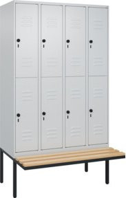 C+P Doppelstock-Spind Classic PLUS Sitzbank mit 4 Abteilen, Grau, B/T/H: 212 x 120 x 81,5 cm, Sitzfläche aus Buche-Hartholz - Bild 1