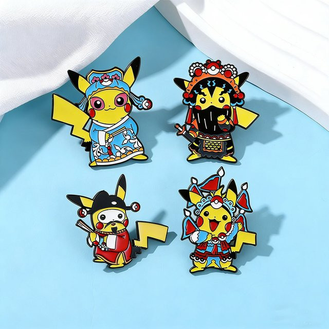 Bandai Pokémon Pikachu Emaille-Anstecknadeln, 4-teiliges Set - Bild 1