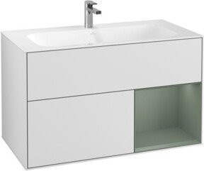 V&B Waschtischunterschrank Finion mit Wandbeleuchtung, Weiß lackiert, B: 99,6 cm, H: 59,1 cm, T: 49,8 cm - Bild 1