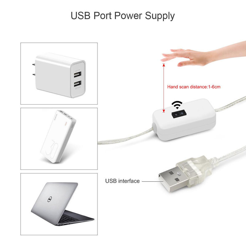 MALITAI LED-Unterschrankleuchte mit Handschwenk-Bewegungssensor und USB-Anschluss, Weiß - Bild 4