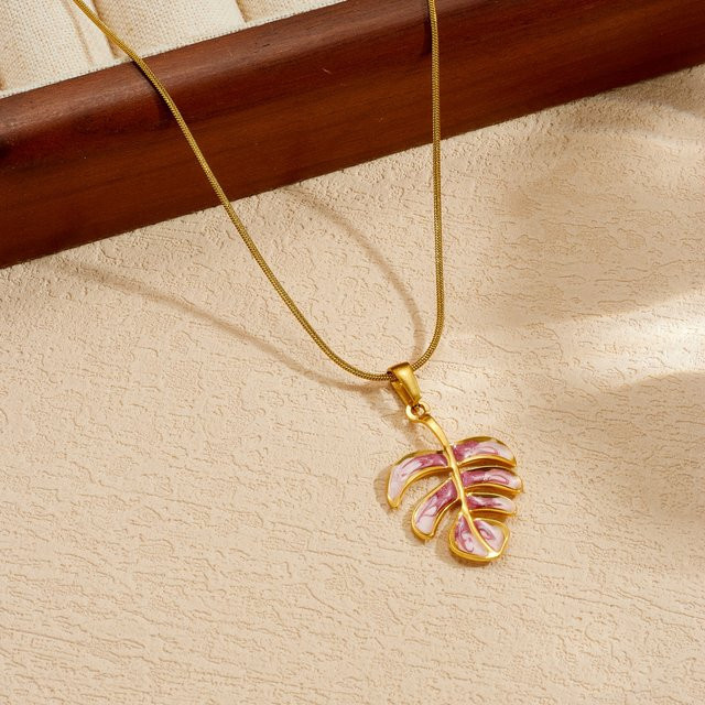 DIEYURO Halskette mit Anhänger Ölpalme, Edelstahl, Roségold, Damen - Bild 1