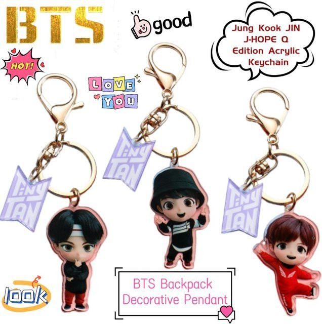 LINE FRIENDS BTS Jung Kook JIN J-HOPE Q Edition Acryl-Schlüsselanhänger, Bunt / Mehrfarbig - Bild 1