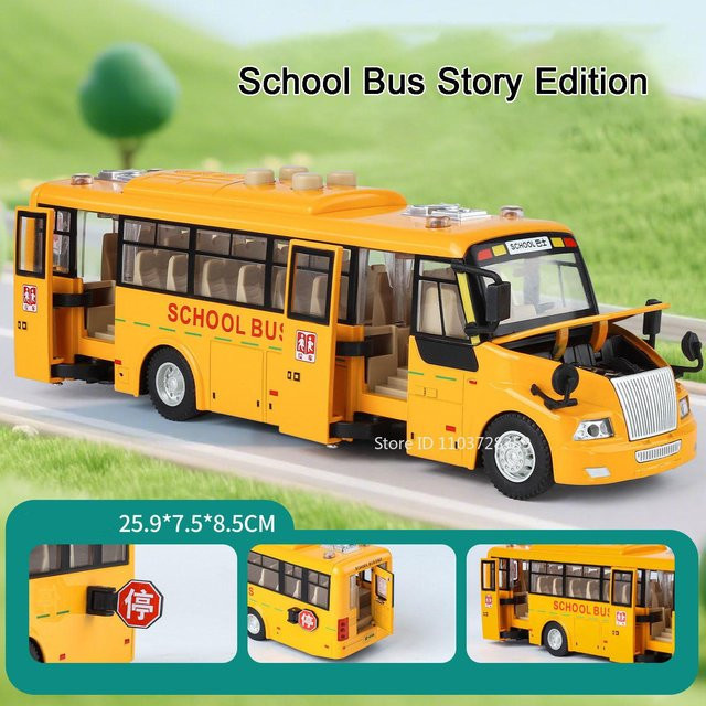 Linyi toy car Krankenwagen Schulbus, Modell Spielzeugautos, 1:24, mit Licht und Sound, ab 14 Jahre - Bild 1