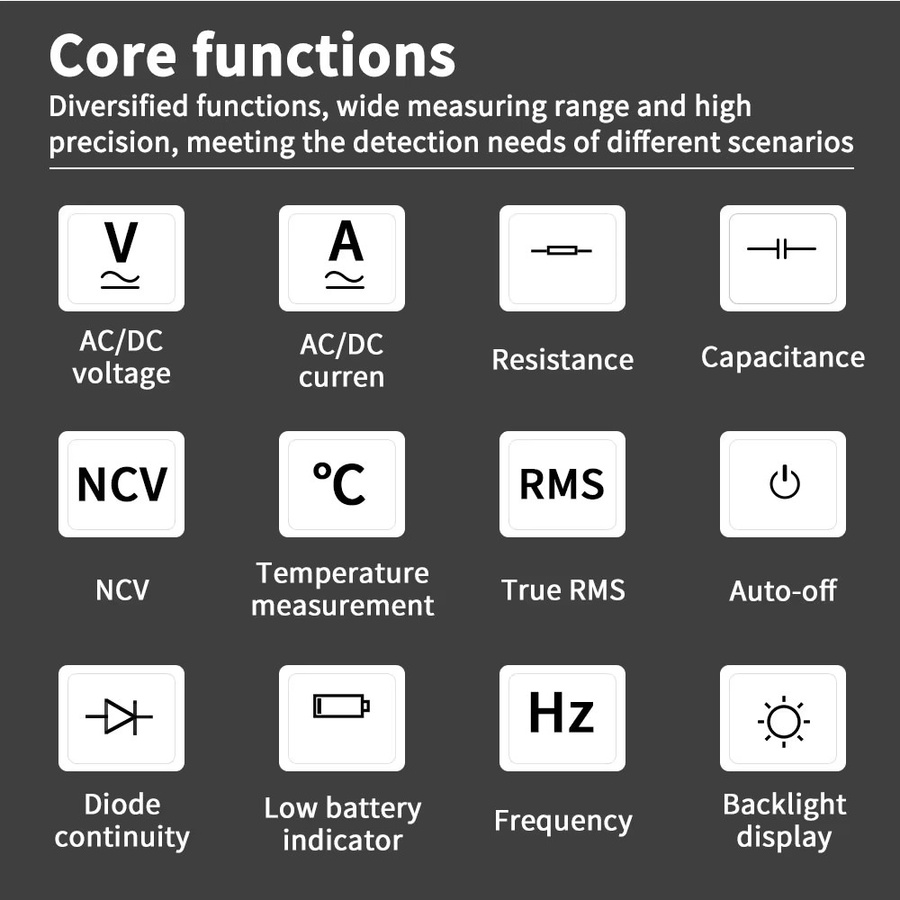 ZOYI Digitalmultimeter mit 9999 Counts, True RMS, Auto-Range, NCV und Anti-Burn-Schutz, Elektriker-Tester für AC/DC-Spannung, Strom und Temperatur, Rot - Bild 4