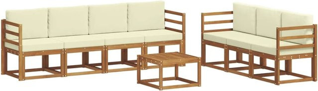 vidaXL Outdoor-Sofagarnitur 8-teilig aus Akazienholz mit Kissen in Natur und Creme - Bild 1