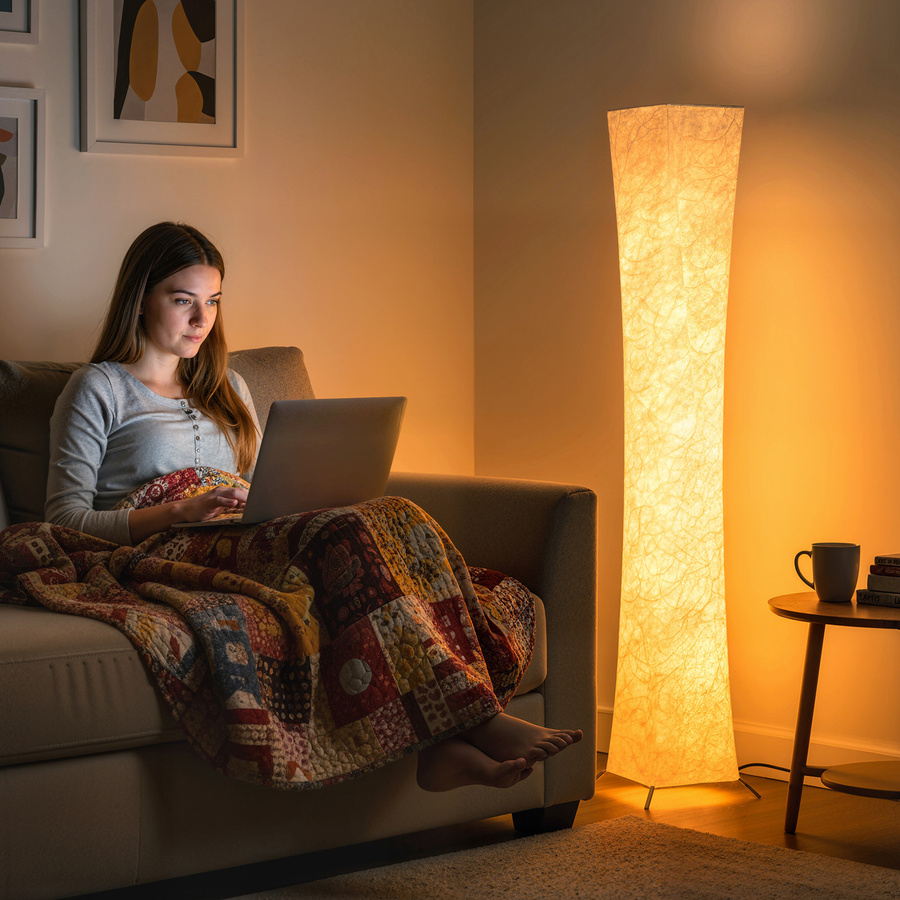 HOMCOM LED Stehlampe mit Papieroptik in Weiß und Silber, dimmbar mit 3 Helligkeitsstufen und Fußschalter, ideale Stehleuchte für Wohnzimmer, Schlafzimmer oder Büro - Bild 2