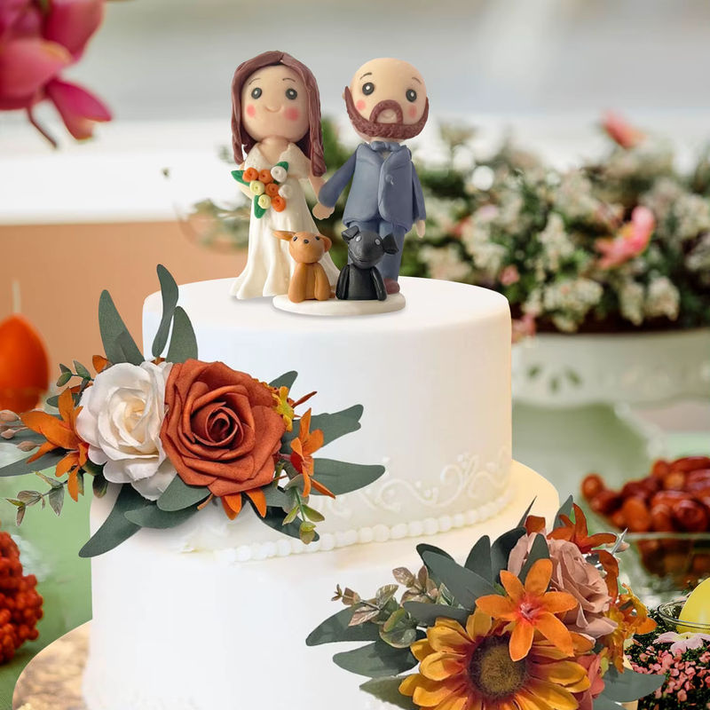 Mehrfarbige Hochzeitstorte-Puppe aus Kunstharz als Herbstdekoration für Paare und Hochzeiten - Bild 6