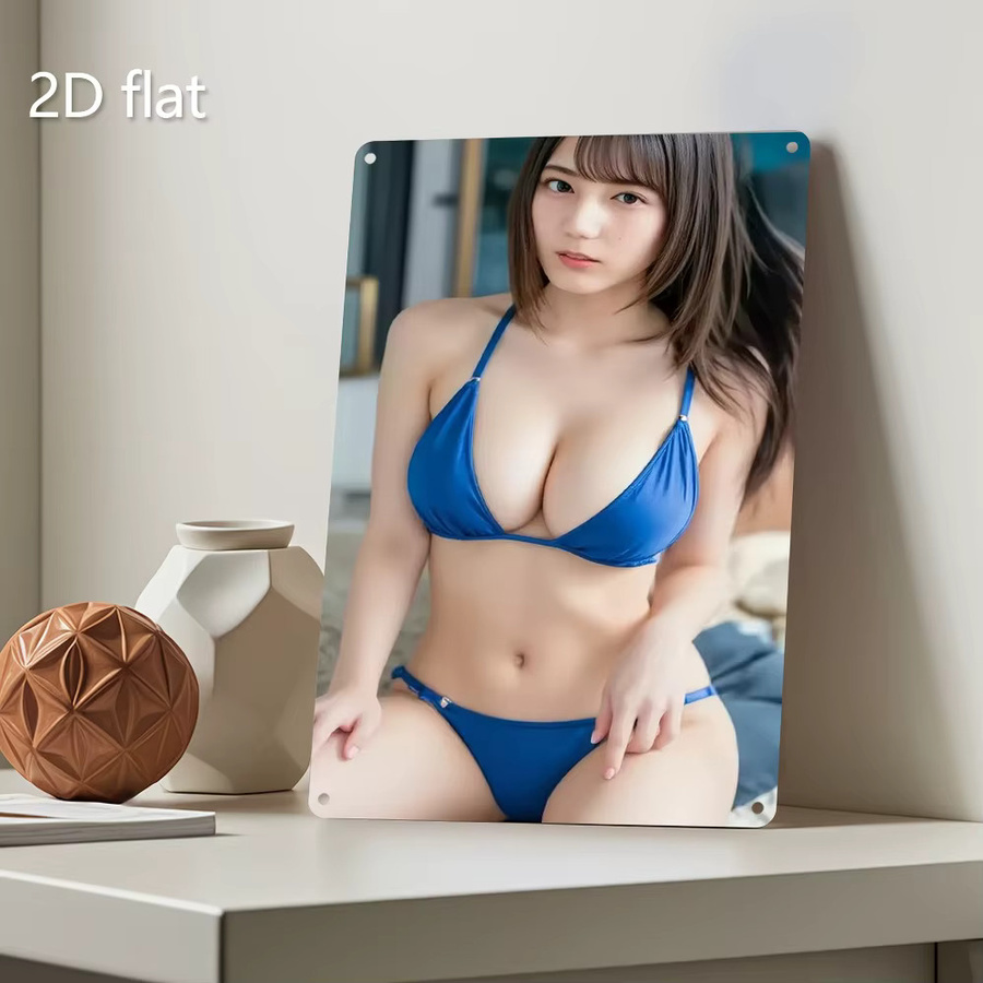 Sihoude Metallwandkunst Bikini Blau, 2D Flache Wanddekoration für Innen und Außen, Rechteckig - Bild 3