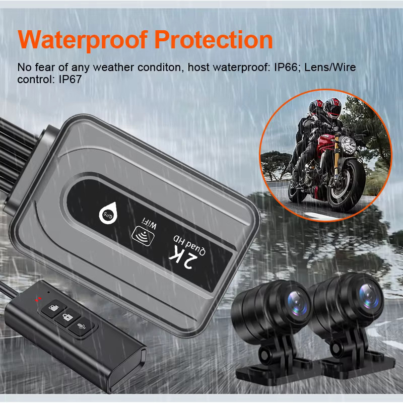 Kocam Dual 2K Motorrad Dash Cam mit WiFi und GPS, Wasserdichte Vorne- und Hinten-Kamera Recorder in Schwarz - Bild 6