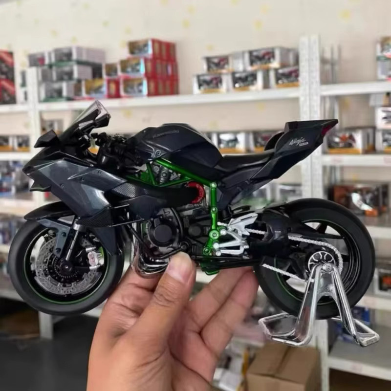 MAKEDA Kawasaki H2R Ninja Motorrad Modell, 1:9, mit Licht und Sound, Metall - Bild 2