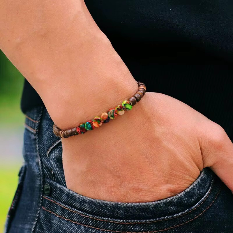 Armband, Holz, Perlen, Mehrfarbig, Unisex - Bild 3